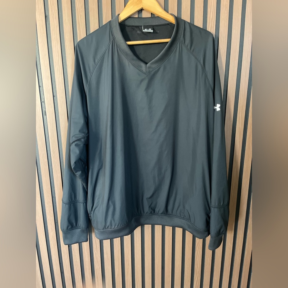 Mens Under Armour Black V Neck Pullover Windbreaker Jacket Sports Outdoor